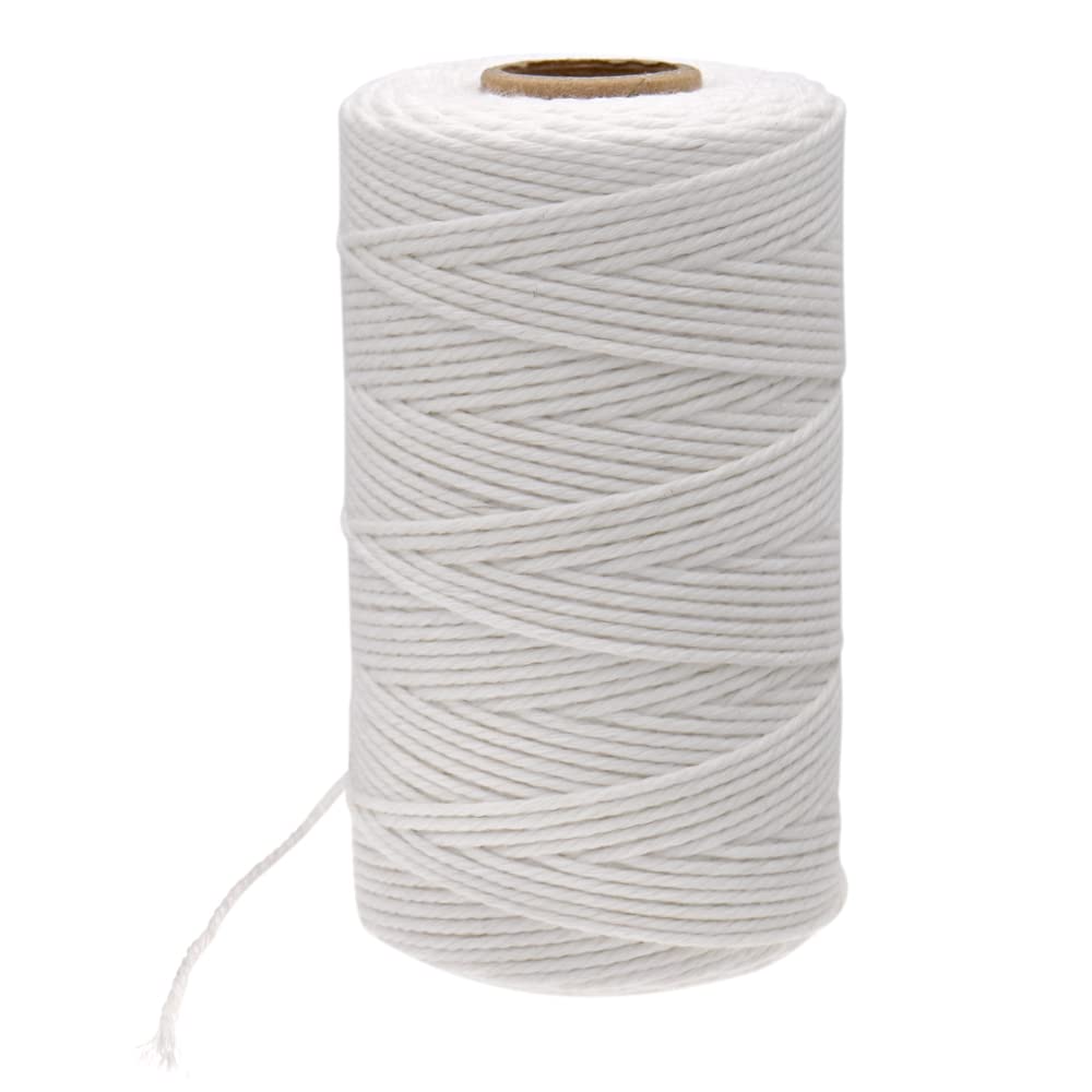 G2PLUS White Cotton String Twine, 100M Gift Wrapping Bakers String, 2MM Handicrafts Decorative Cord Twine for DIY Gift Decorations