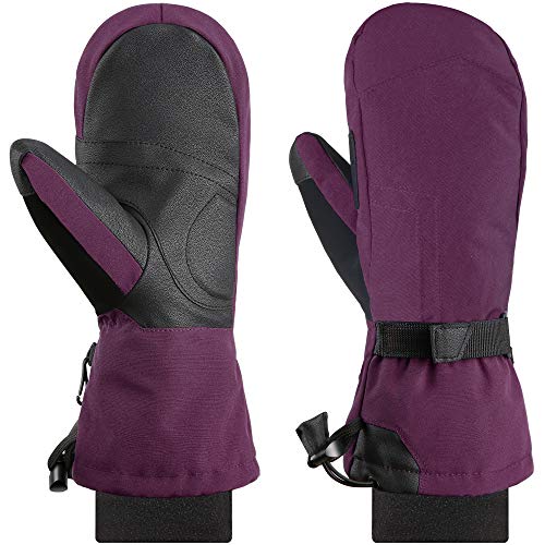 Andake Ski Mittens Gloves Women 90% Down Mittens Cold Weather Waterproof Winter Snow Gloves for Skiing Snowboarding Red S/M