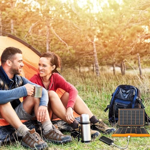 FlexSolar 20W Small USB Solar Panel Charger 15W USB-A PD2.0 USB-C Foldable Portable Lightweight ETFE Power Emergency Panel IP67 Waterproof Hiking Camping for Phones Batteries Tablets