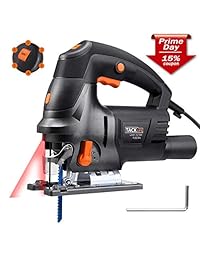 Jigsaw, Tacklife actualizado, 6,7 amperios, 3000 rpm, sierra Jig con guía láser, velocidad variable, corte de doble bisel (0-45°), tubo de vacío, ideal para cortar madera, plástico, aluminio, PJS04A