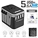 KIYA Travel Adapter Plug, with auto 5.6A max USB, International Power Adapter with 4 USB & 1 Type-C for Euro, AU, UK, USA - 160 Countries with Type C A G I A/C, Travel Accessories (Grey)