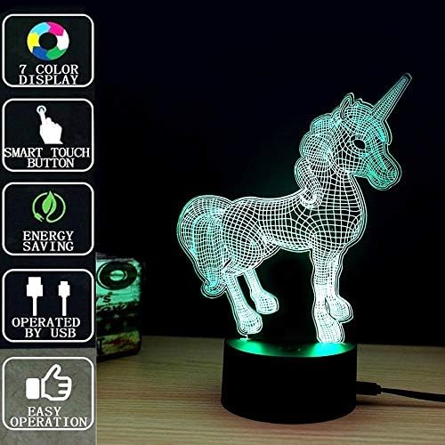Cenblue Unicorn 3D Lights 7 Colorful Touch Control Acrylic Lamp - Children's Night Lights Novelty Luminous LED Table Lamp