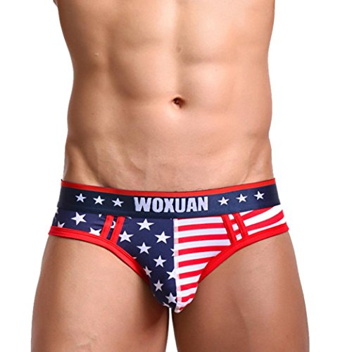 TOOPOOT Mens Sexy Underwear Shorts,Sexy Briefs and Men's Underwear American Flag Print Briefs Shorts Soft Underpants (Size:S, A)