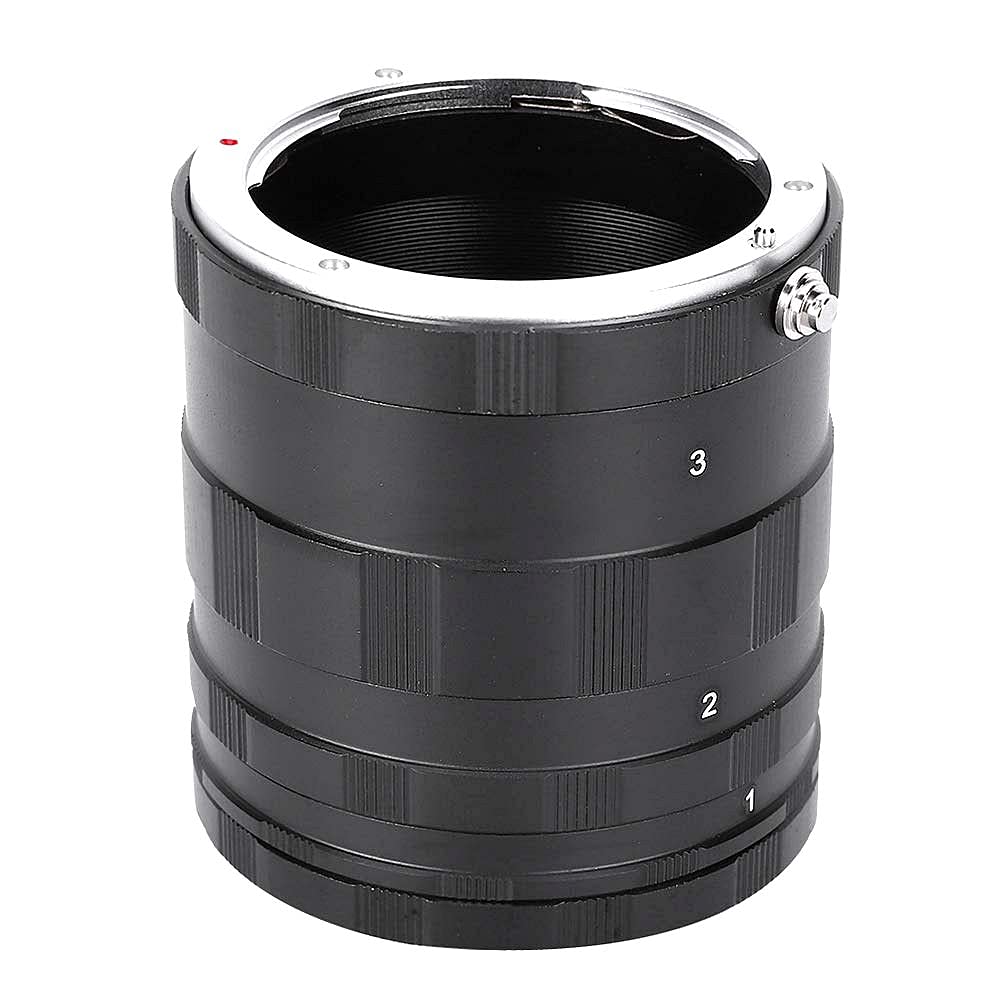 Macro Lens Adapter Ring Macro Extension Tube Set Metal Black Macro Photography Extension Adapter Tube Close-Up Lens Ring for E Mount Nex Camera Lens Black