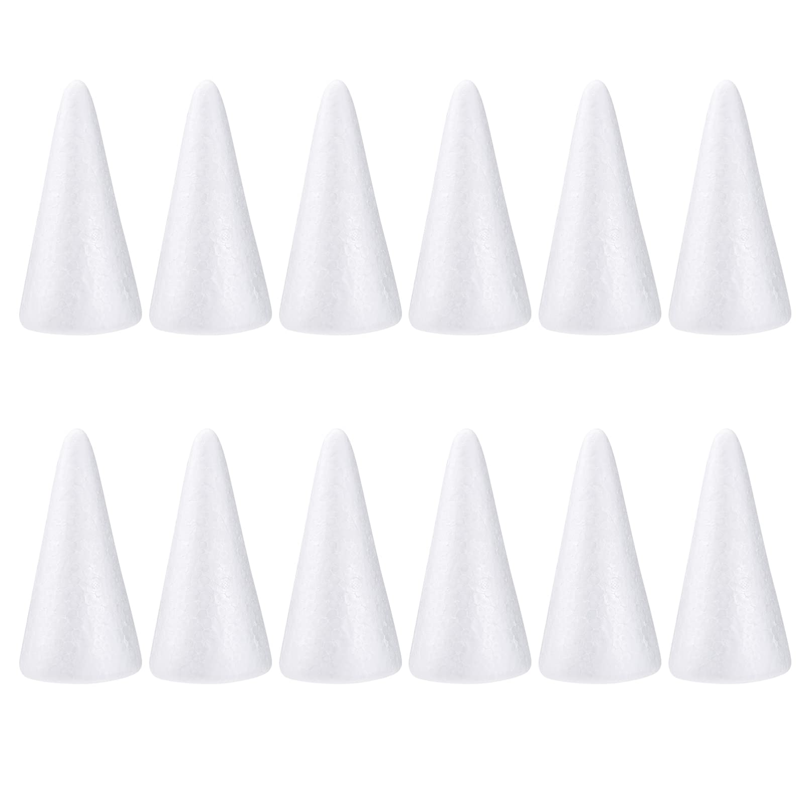 Happyyami 12pcs 15cm Polystyrene Cone Foam Christmas Craft Foam Cone Christmas Foam Tree White Craft Foam Cone Home Accessories Kids Cone Floral Cones Chip Cones Block Home Decor
