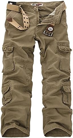 ZiuZi Mens Loose Fit Cotton Casual Military Army Cargo Camo Combat Work Pants (38, 025 Khaki)