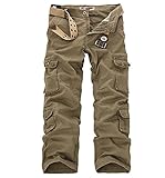 ZiuZi Mens Loose Fit Cotton Casual Military Army Cargo Camo Combat Work Pants (36, 025 Khaki)