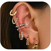 Gold Hoop Earrings Set for Women, 7Pcs14K Gold Plated Hypoallergenic Multiple Piercing Earrings for Women Jewelry Gift