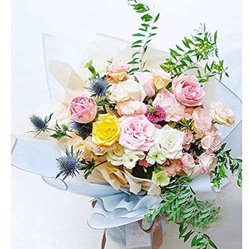 Joojus Double Sided Gold Edge Waterproof Flower Floral Wrapping Paper Gift Packaging Florist Bouquet Wraps DIY Crafts for Wedding, 15 Sheets 22.8X 22.8 inch 5 Colors