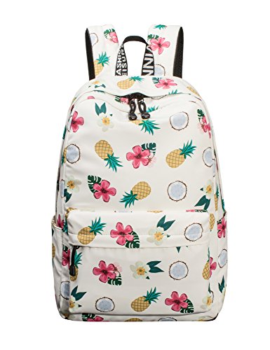 Teenage Girls School Bookbags, Cute College Student Backpack Floral Bag for Women Knapsack Beige