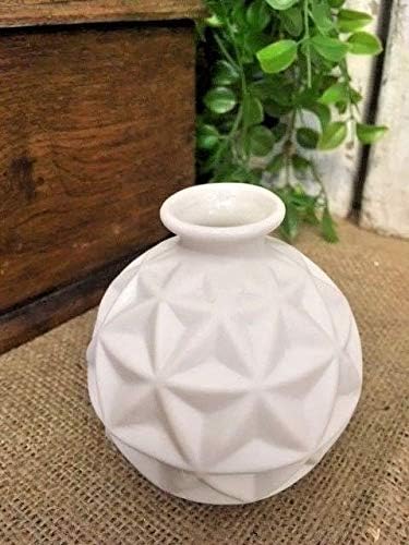 White Ceramic Flower Vase Small Bud Vase Decorative Contemporary Rose Vase for Flowers Single Stem Decorative Round Porcelain Bottle for Bathroom Wedding Table Decorations Centerpiece Settings