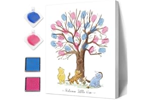 Azbuk Gender Reveal Fingerprint Tree, Winnie Baby Shower Gender Reveal Game, Winnie Baby Shower Guest Book, Baby Shower Keepsake, Gender Reveal Party Decorations