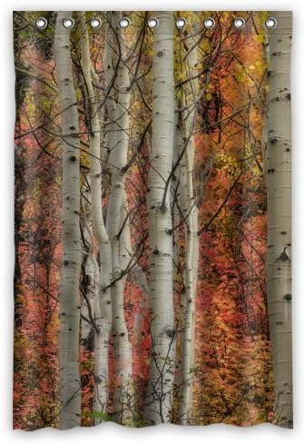 Birch Trees Waterproof Fabric Polyester Custom Shower Curtain 48" X 72"
