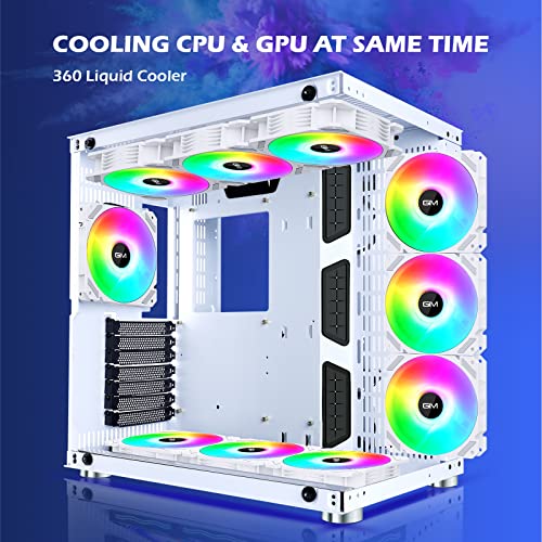 GIM ATX MidTower PC Case White 10 PreInstalled 120mm RGB Fans Gaming
