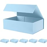 MALICPLUS Large Light Blue Gift Boxes with Magnetic Lid for Present, 6 pack | 13.5x9x4.1 Inch,Bridesmaid Proposal,Glossy,Reusable,Square,Luxury,Sturdy,Christmas,Birthday,Mothers Day,Valentines day