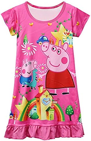 Moebao Little Girl Pajamas Children Cartoon Pajamas Girl Comfortable Loose Pajamas Girl Printed Princess Skirt 3y - 8y