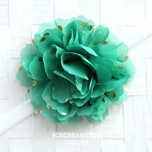 Jumbo Gold Foil Dot Bloom Collar Slide On, Flower Collar Accessories, Corsage Accessories, Collar Add On, Collar Flower - Green