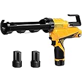 Rualion Electric Caulk Gun - Max 4000N Force, Variable Speed Cordless 1/10 Gallon (10 oz) Caulking Tool with Rotating Cradle & Auto Flow Stop (2 * 12V 2.0 Ah Batteries)