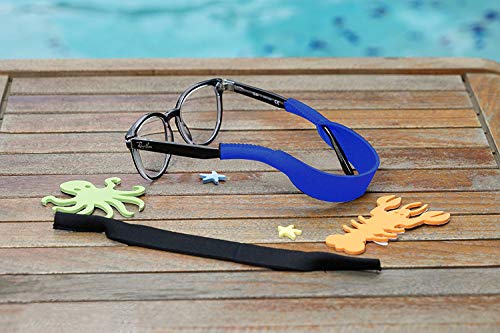 Baby Glasses and Sunglasses Strap 2pk | Active Kids with Bonus Stickers (Blue + Black)