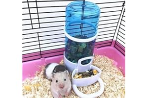 Old Tjikko Pet Feeder Automatic,Bird Hamster Small Animal Feeder, Automatic Feeding Device Dispenser for Hamster Bird Pigeon Parrots Mini Hedgehog with Holder (5.90x2.83x6.10in)