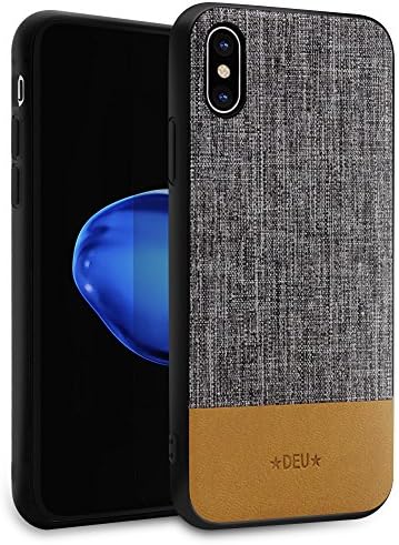 LuTecYa for IPhone X Case Retro Cloth And PU Leather Design Anti Fingerprint Shockproof Mobile Phone Shell for Apple IPhone X (Gold)