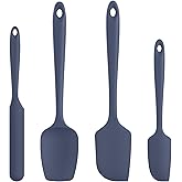 Heat Resistant Silicone Spatula Set: U-Taste 600ºF High Temp Seamless Food Grade Food Grade Flexible Rubber Silicon Kitchen Cooking Mixing Baking Scraper for Nonstick Cookware Set of 4 (Midnight Blue)