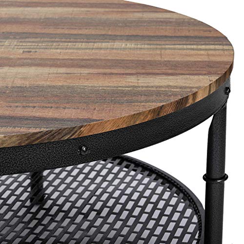 IRONCK Industrial Round Coffee Table for Living Room, Round Cocktail