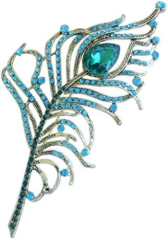 SindaryRhinestone Crystal Peacock Feather Brooch Pin Pendant BZ5860