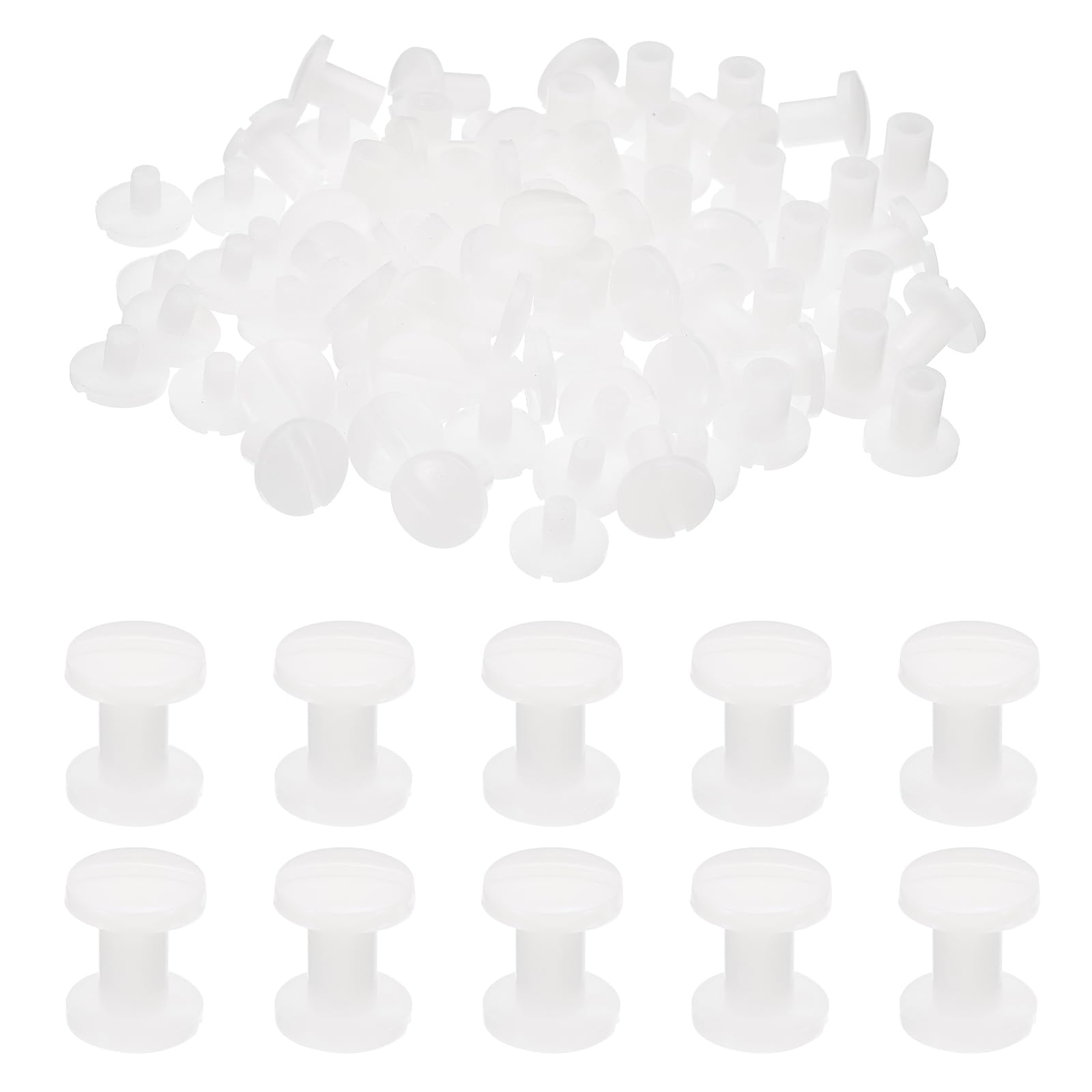 PATIKIL 8mm Chicago Screws, 40 Sets Plastic Chicago Screws Slotted Head Binding Post 5.5mm OD Screw Bolts Leather Rivets Fasteners Connectors White for Leather Belt Scrapbook Photo Albums