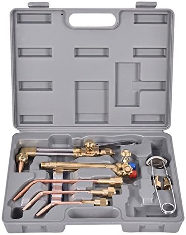 10 PCS Oxy Acetylene Gas Welding And Cutting Kit With Case Oxygen Torch Acetylene Welder Brazing SolderingTool Set Heavy Duty Metal And Brass Sturdy And Durable