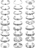 Yaomiao 27 Pieces Knuckle Rings Open Toe Rings Set for Women Girls Vintage Retro Finger Ring Adjustable