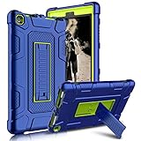 Kindle Fire 8 2018 Case, Kindle Fire 8 2017 Case, Zenic Three Layer Heavy Duty Shockproof Full-body Protective Hybrid Case With Kickstand for Kindle Fire 8 2018 Release/All-New Fire HD 8 (Yellow/Blue)