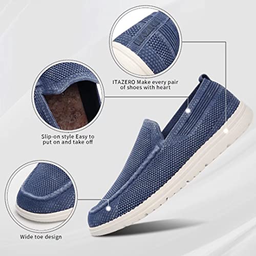 1TAZERO Men Wide Feet Slip On Shoes Loafer Men Casual Boat Shoes with