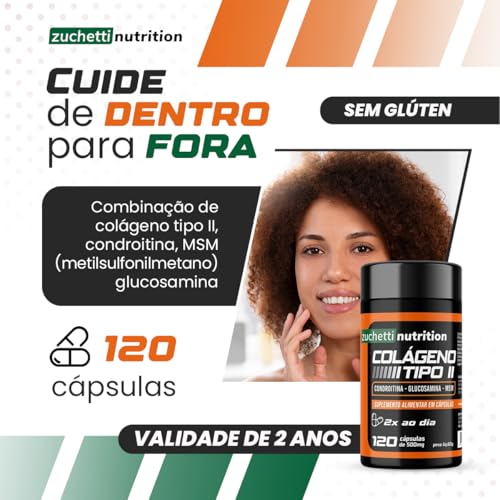 Colágeno Tipo 2 Condroitina e Glucosamina Msm 120 Cápsulas 500mg Zuchetti nutrition