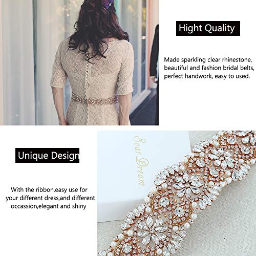 SoarDream Bridal Pearls Crystal Braided Wedding Dress Ivory Sashes for Bridal Bridesmaid - Thumbnail 3