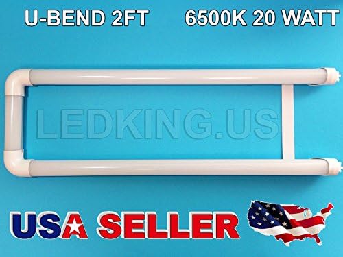4pcs LED U-Bend Shaped T8 T12 Tube Light Fb32 Fluorescent Replacement G13 20W 6500k Milky Lens Cover (Milky White).