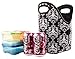 Damask Neoprene Lunch Tote Bag - Insulated Waterproof Lunch Box for Women, Adults, Kids, Girls, and Teen Girls