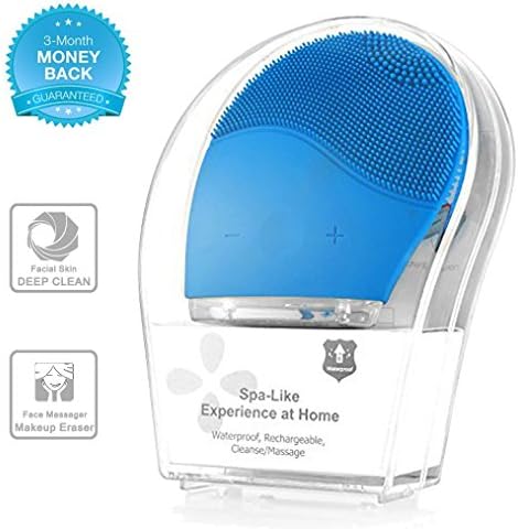 Sonic Face Cleanser, Opaceluuk Silicone Facial Cleansing and Massager Brush, Anti-Aging, and Reducing Acne.(Blue)