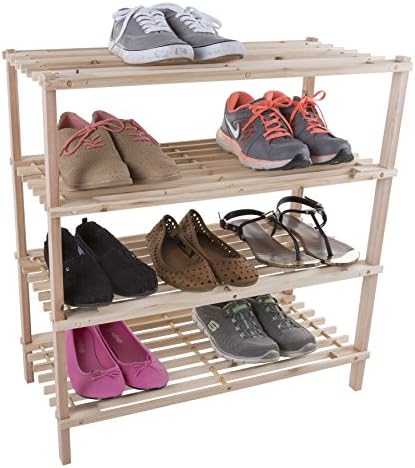 Space Saver entryway Wood Shoe Rack 4-Tier Storage Bench