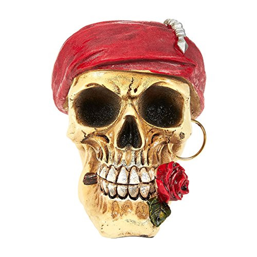 Skull Prop - Realistic Skull Model, Resin Skull Decoration, Romantic Pirate Skull Fake Skull, Birthday Parties, Interior Decor - 3.7 x 4.7 x 5.5 Inches