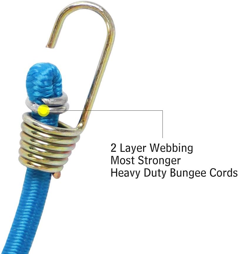 XSTRAP 10Inch Mini Bungee Cords 20 Pieces Steel Hooks Black