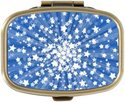 Cecillia Bling Glitter Stars Decorative Boxes Bronze Rectangular Pill Box Medicine Tablet Holder Wallet Organizer Case for Pocket or Purse