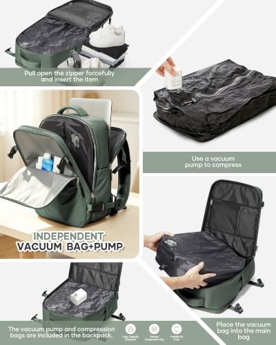 SZSYCN Ryanair 40 x 30 x 20 cm Airplane Backpack with Pump 40 x 20 x 25 cm Ryanair Vacuum Travel Bag 40 x 30 x 20 cm Airplane Hand Luggage Work Bag for Laptop, b70-green