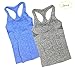 YAKER Women's Active Fitness Workout Soft Stretch Racerback Yoga Tank Top Shirt (L Fit for 34D/36B/36C/36D/38A/38B/40A, Blue/Grey 2Pack)