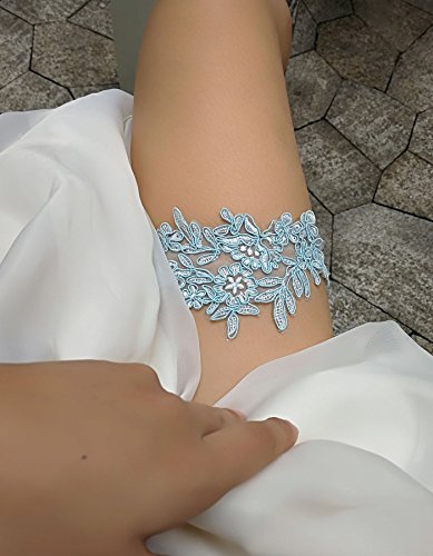 Wedding garters for bride and bridesmaid bridal garter lace (Blue)