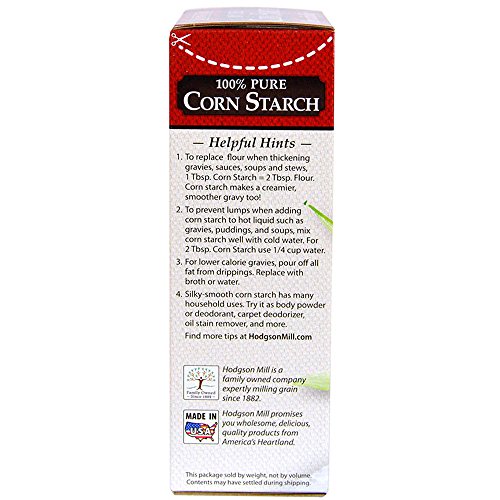 Hodgson Mill Pure Corn Starch, 16-Ounce (Pack of 12), For Creamy Smooth Lump-Free Sauces Gravy and Pudding, Use for Eco-Friendly Green Cleaning Solutions That are Pet and Child Friendly