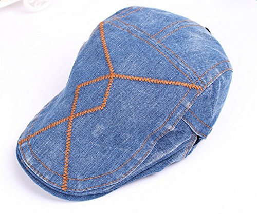 Da.Wa Cotton Retro Adjustable Newsboy IVY Hat Duckbill Peaked Cap Men Cabbie Driving Cap (Blue)