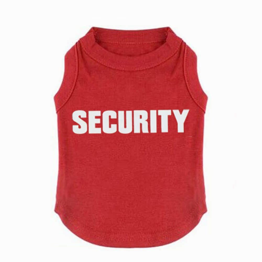 Dog Shirt Tee Shirts Puppy Summer Clothes Tank Top Vest SECURITY Sweat Shirt for Small dog Medium Cat (XXL, Red)