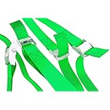 Long Tie Down Lashing Cam Lock Buckle Securing Adjustable Cargo Straps For Roof Rack, Kayak, Canoe, 1”x13Foot Up To 600lbs, 4 Pack, Green