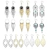 YADOCA 10 Paires Boucles d’Oreilles Pendante pour Femmes Filles Boucles d’Oreilles Boheme Vintage Plume Pompon Bijoux…